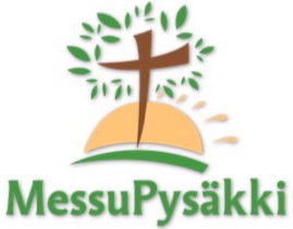 Messupysäkkitoiminnan logo, jossa on tyylitelty risti ja sana Messupysäkki