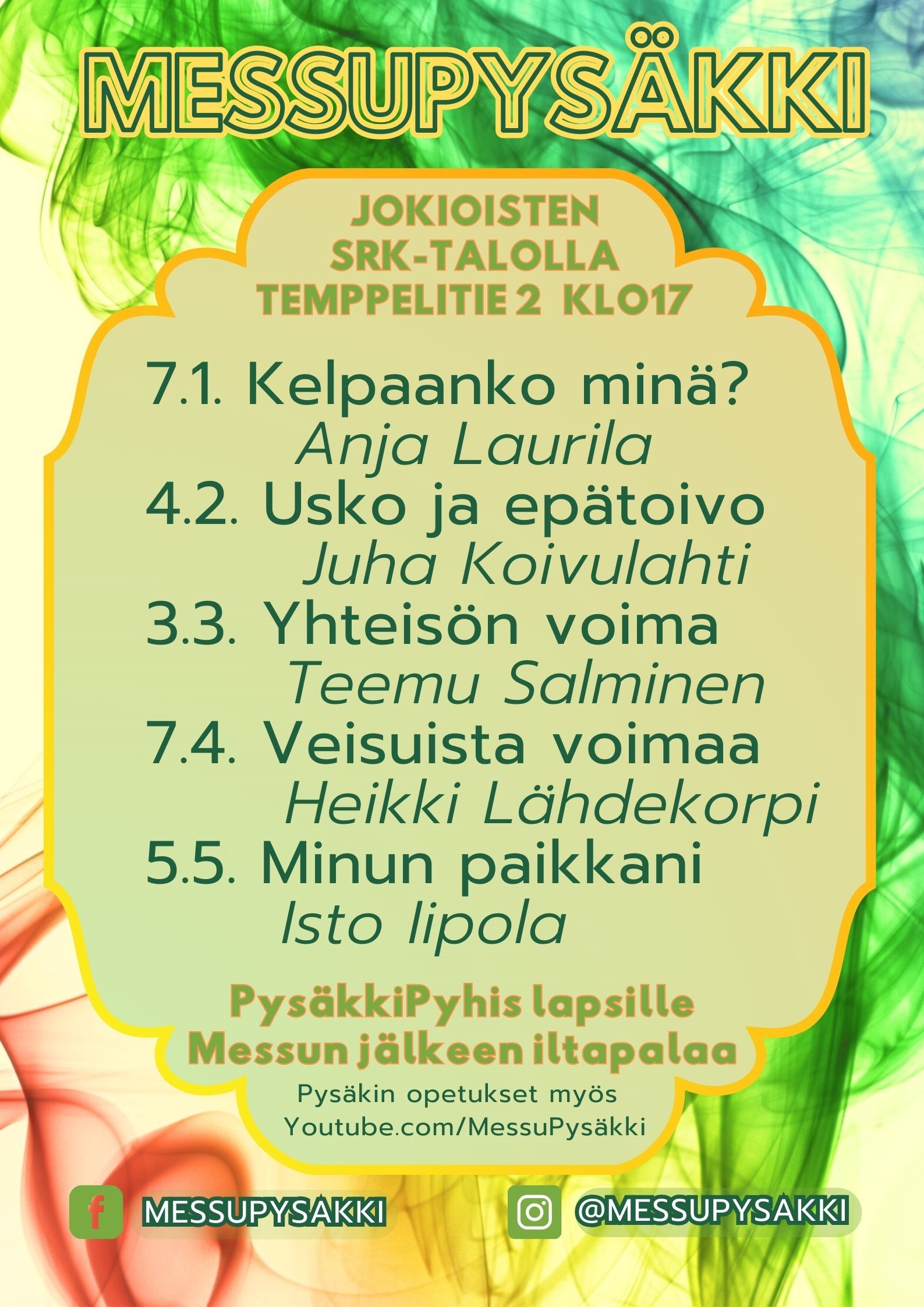 Kuvassa MessuPysäkin ohjelma keväällä 2024