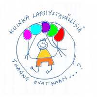 Piirretty kuva, jossa lapsihahmolla on värikkäitä ilmapalloja ja teksti: kuinka lapsiystävällisiä tilanne ovatkaan